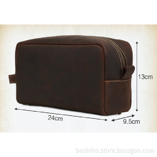 Boshiho leather toiletry bag men